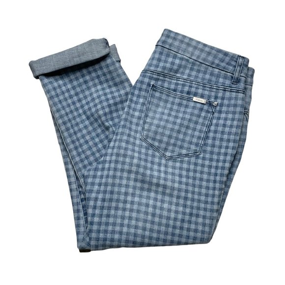 Chico’s 8 So Slimming Girlfriend Crop jeans blue gingham - Picture 1 of 9